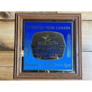 Vintage Molson Light Beer Mirror Sign. Canadian. Man cave Bar decor  16x16